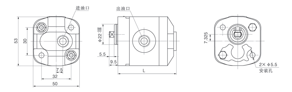 齿轮泵后盖进油/泵体出油